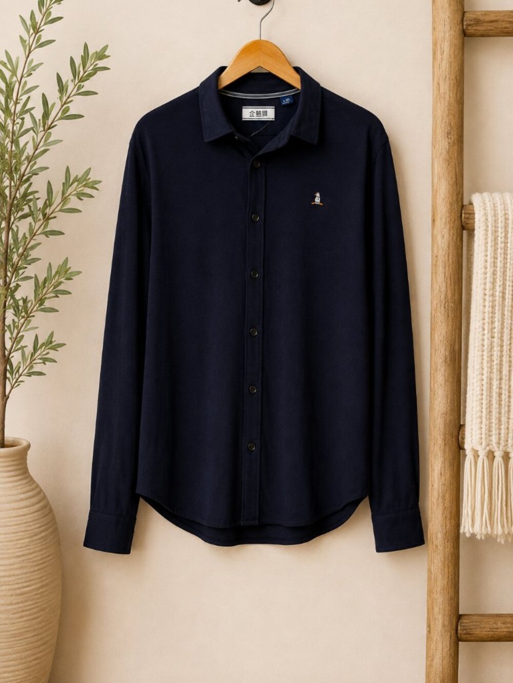 Original Penguin Men’s Navy Button Up Shirt Large Organic Cotton NWT